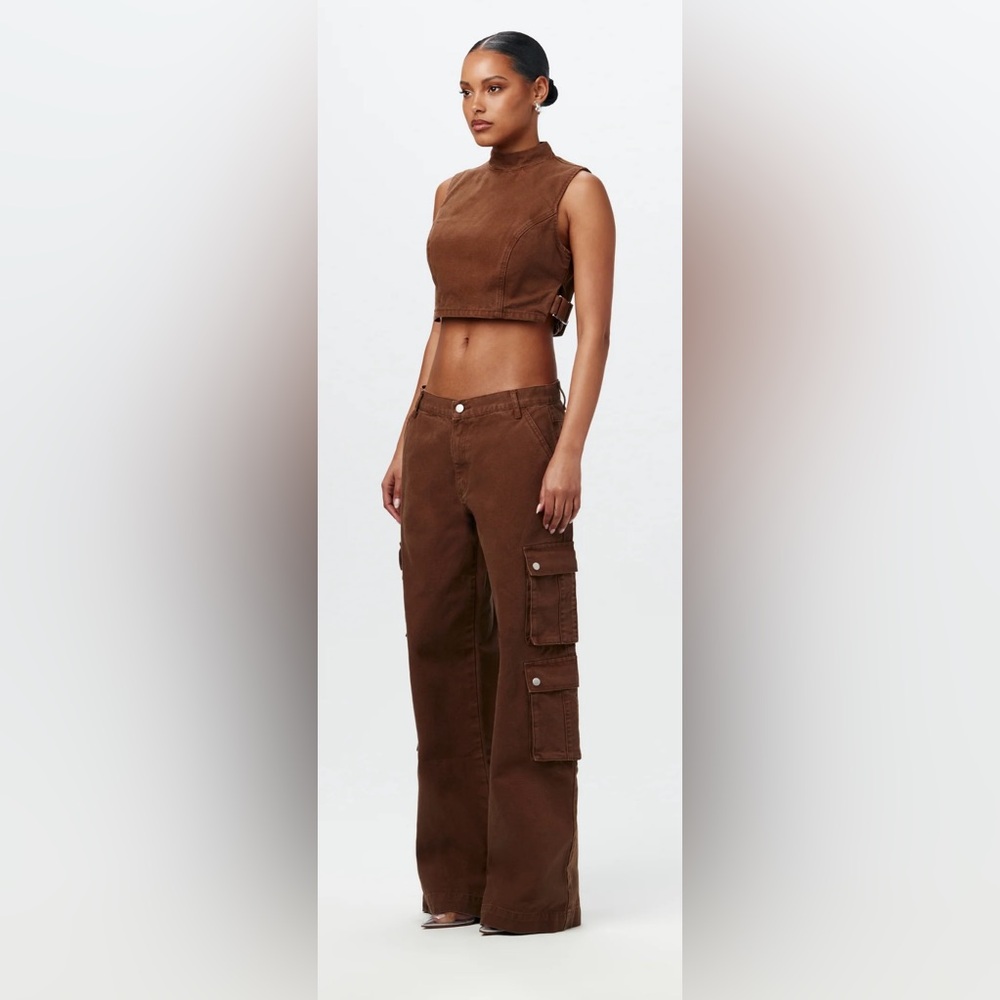 Women's Naked Wardrobe The Cargo Wide-Leg Pants Khaki Size Small NWT